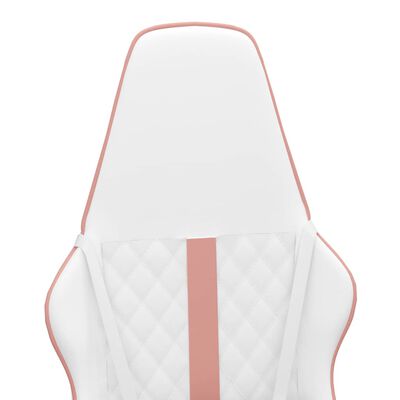 vidaXL Silla gaming con masaje cuero sintético rosa y blanco