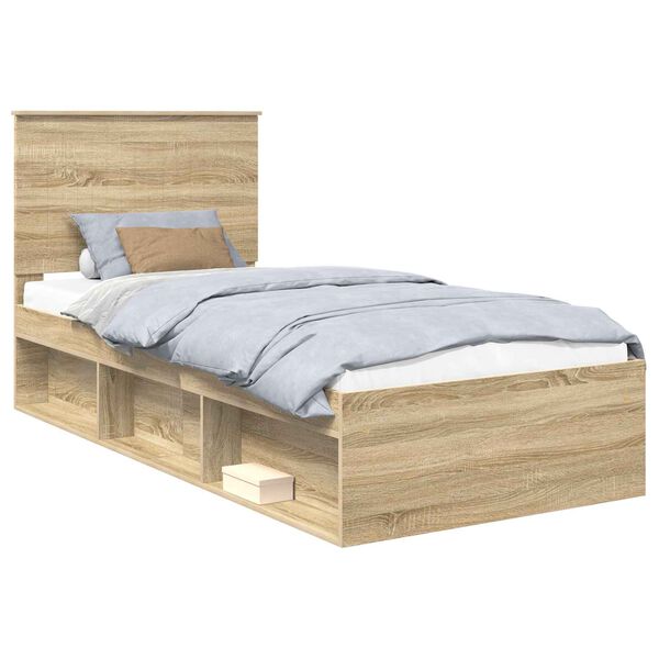 vidaXL Estructura de cama con cabecera Roble Sonoma 90 x 190 cm