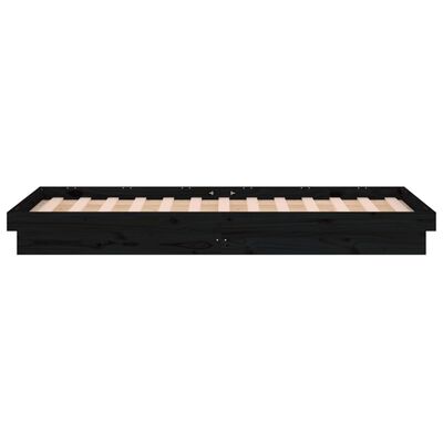 vidaXL Estructura cama con LED individual madera maciza negro 75x190cm
