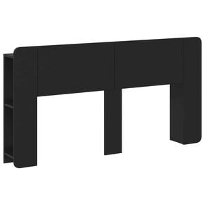 vidaXL Cabecero con armario Negro Madera de Ingenier&iacute;a