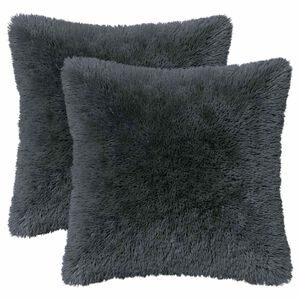 vidaXL Coj&iacute;n con almohada HEERLEN 6 uds. Gris antracita Fleece PV