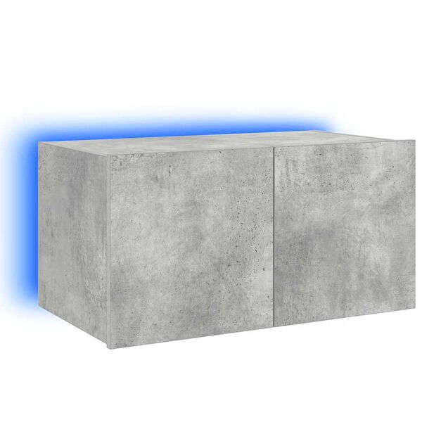 vidaXL Mueble de TV de pared con luces LED gris hormig&oacute;n 60x35x31 cm