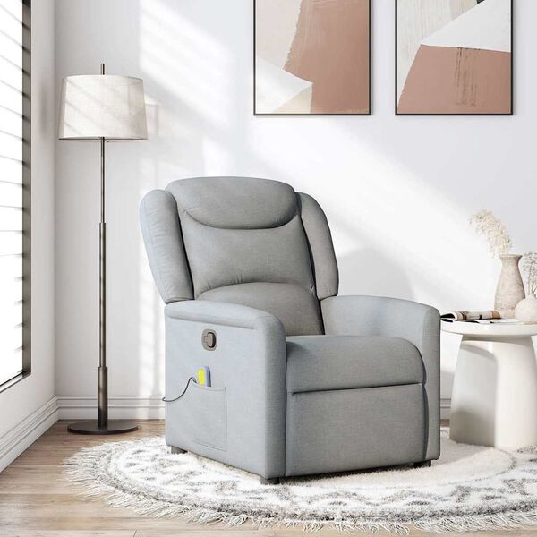 vidaXL Sill&oacute;n reclinable de masaje de tela gris claro