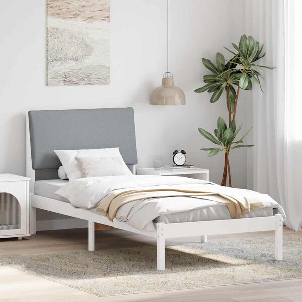 vidaXL Estructura de cama con cabecera y gris claro 90 x 190 cm