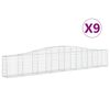 vidaXL Cestas de gaviones 9 uds forma de arco hierro 400x30x60/80 cm