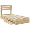 vidaXL Cama con almacenamiento con cabecera Roble Sonoma 75 x 190 cm