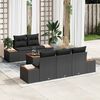 vidaXL Conjunto de sof&aacute; de jard&iacute;n con coj&iacute;n 6 pcs Negro Polirat&aacute;n