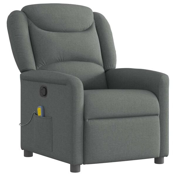 vidaXL Sill&oacute;n de masaje reclinable de tela gris oscuro