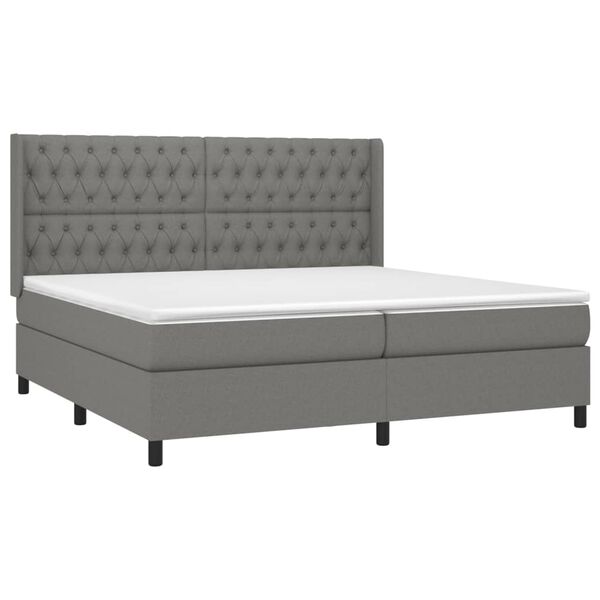 vidaXL Cama box spring colch&oacute;n y luces LED tela gris claro 200x200 cm