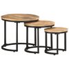 vidaXL Mesitas auxiliares 3 Piezas madera de mango rugosa