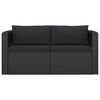 vidaXL Set muebles de jard&iacute;n 7 piezas y cojines rat&aacute;n sint&eacute;tico negro