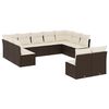 vidaXL Set de sof&aacute;s de jard&iacute;n 11 pzas cojines rat&aacute;n sint&eacute;tico marr&oacute;n