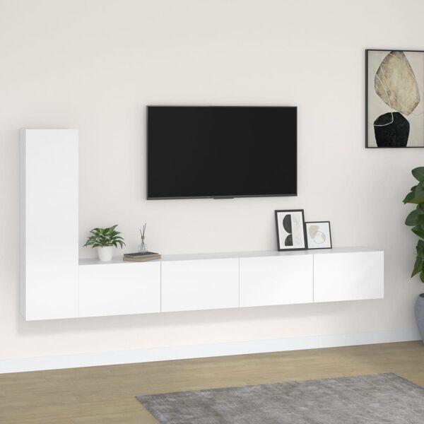 vidaXL Set de muebles de TV 3 piezas madera contrachapada blanco