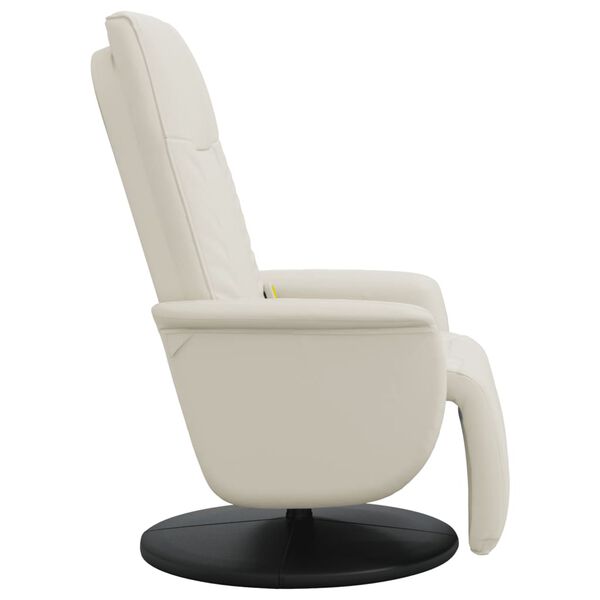 vidaXL Sill&oacute;n reclinable masaje con reposapi&eacute;s cuero sint&eacute;tico crema