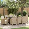 vidaXL Conjunto de Comedor de Jard&iacute;n 9 pcs Beige rat&aacute;n sint&eacute;tico