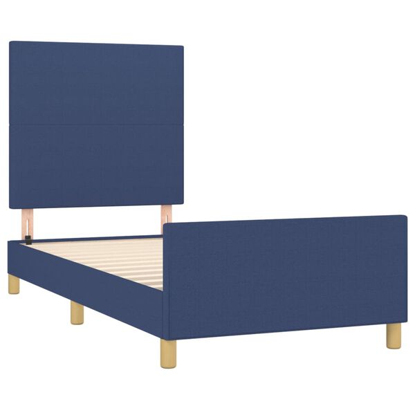 vidaXL Estructura de cama sin colch&oacute;n tela azul 100x200 cm