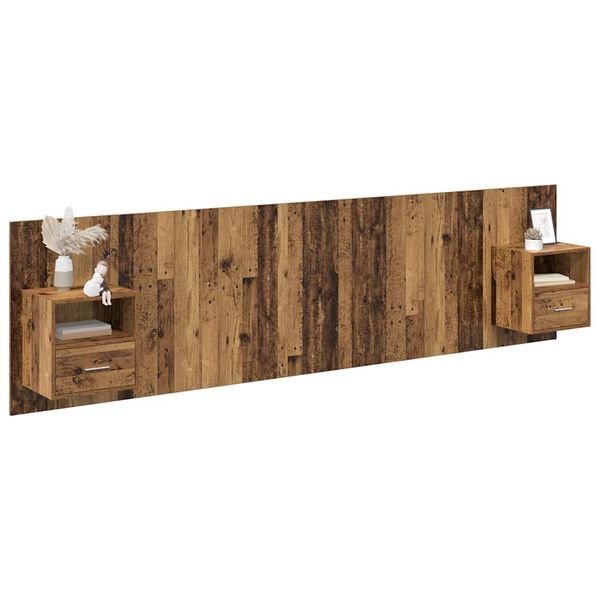 vidaXL Cabecero con Mueble con cajón 3 pcs Madera envejecida
