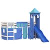 vidaXL Cama alta para ni&ntilde;os con torre madera pino azul 90x200 cm