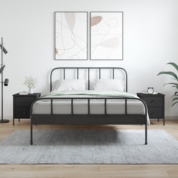 vidaXL Mesitas de noche 2 uds madera de ingenier&iacute;a negro 40x42x50 cm