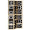 vidaXL Biombo separador 3 paneles madera maciza Paulownia marr&oacute;n negro