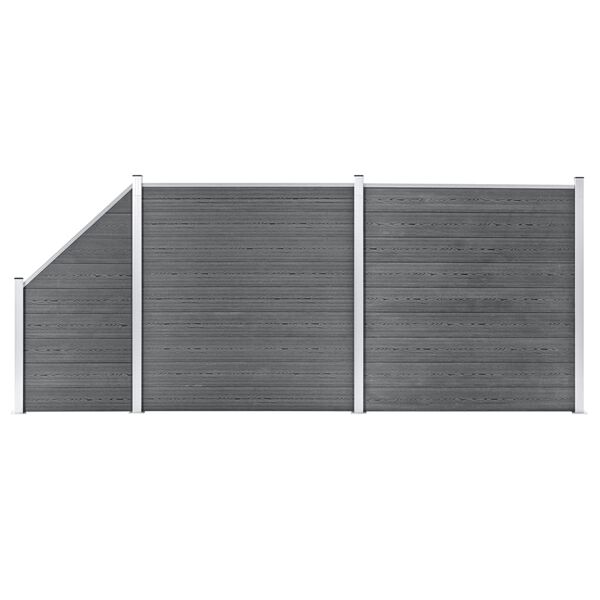 vidaXL Set de vallas 2 cuadradas + 1 oblicua WPC gris 446x186 cm