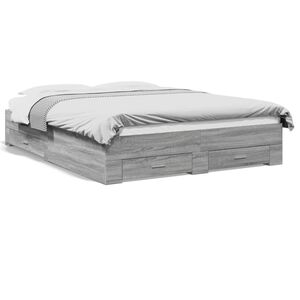 vidaXL Cama con cajones madera ingenier&iacute;a gris Sonoma 150x200 cm