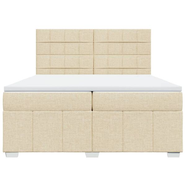 vidaXL Cama box spring con colch&oacute;n tela color crema 200x200 cm