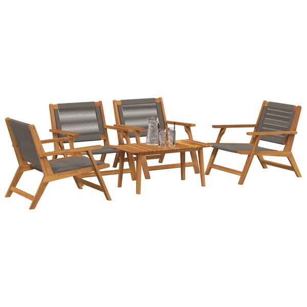 vidaXL Sillas de Jard&iacute;n con Mesa 5 pcs Gris Madera maciza de Acacia