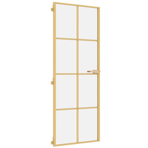 vidaXL Puerta de interior dorada vidrio templado y aluminio 76x201,5cm