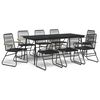 vidaXL Juego de comedor de jard&iacute;n 9 piezas rat&aacute;n PVC negro
