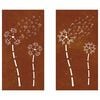 vidaXL Adorno pared jard&iacute;n 2 uds acero corten dise&ntilde;o flores 105x55 cm