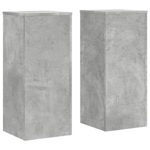 vidaXL Soportes de plantas 2 uds madera gris hormig&oacute;n 30x30x70 cm