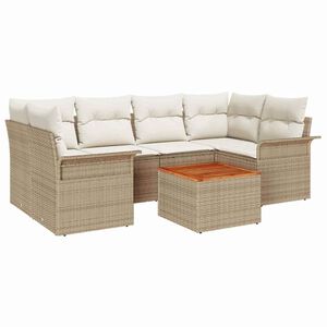 vidaXL Conjunto de sof&aacute;s de jard&iacute;n 7 pcs Beige y Crema rat&aacute;n sint&eacute;tico