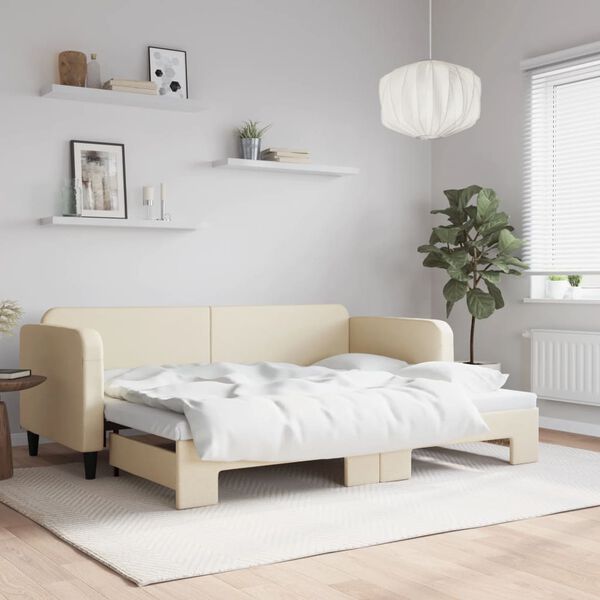 vidaXL Sofá cama nido tela crema 80x200 cm