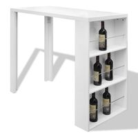 vidaXL Mesa alta de cocina con estantes para botellas blanca brillante