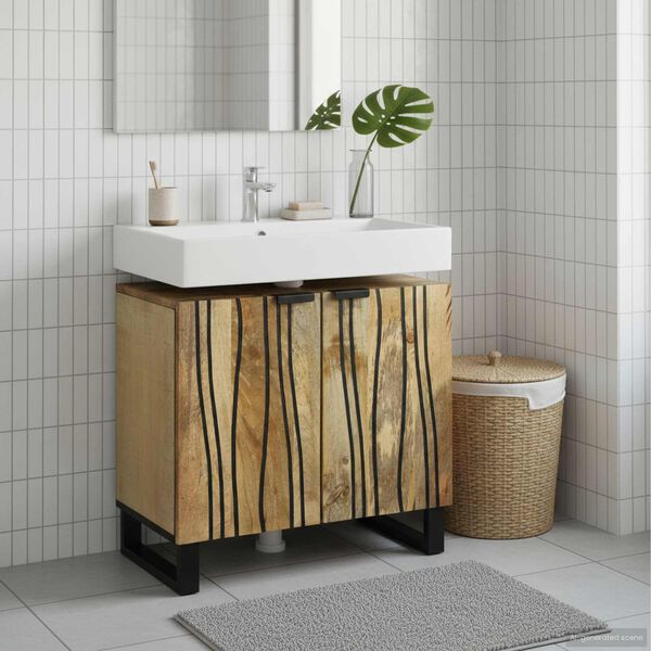 vidaXL Gabinete de Lavabo para Baño con estante Marrón 62 x 33 x 58 cm