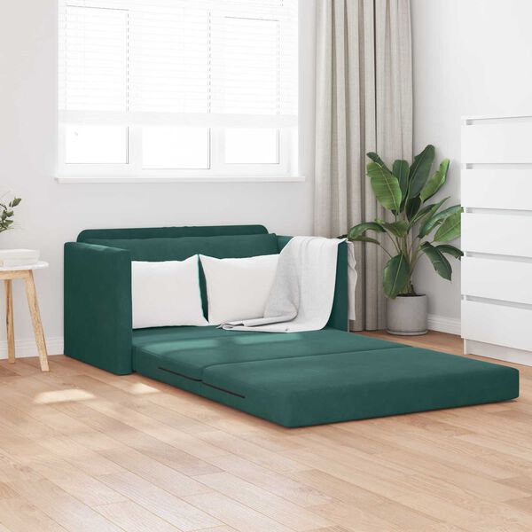 vidaXL Sof&aacute; cama 110cm Verde oscuro Terciopelo