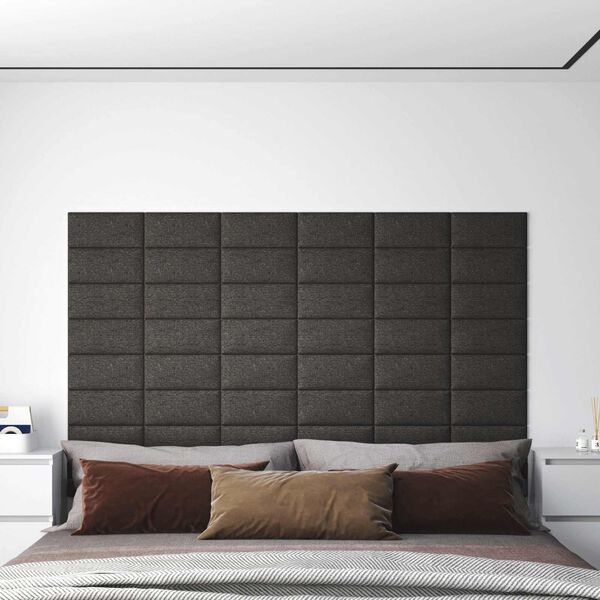 vidaXL Cabecero de Pared 12 pcs Gris oscuro 30 x 15 cm tela