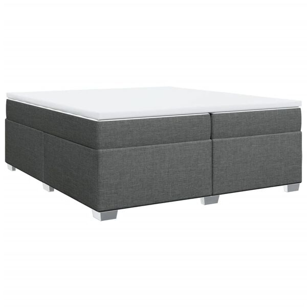 vidaXL Cama box spring con colch&oacute;n tela gris oscuro 200x200 cm