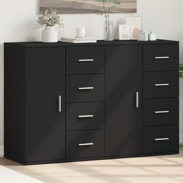 vidaXL Aparadores 2 uds madera de ingenier&iacute;a negro 59x39x80 cm