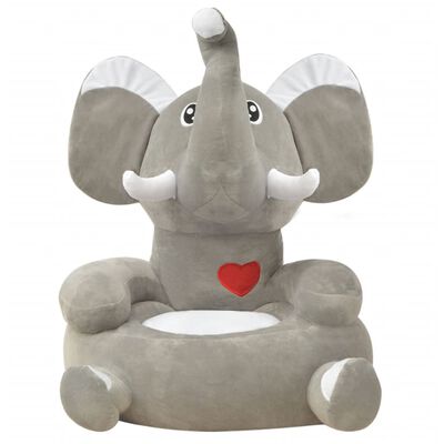vidaXL Silla de peluche para niños elefante gris