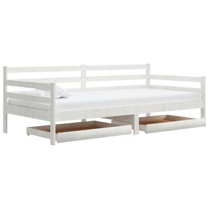 vidaXL Sof&aacute; cama con cajones madera de pino maciza blanco 90x200 cm