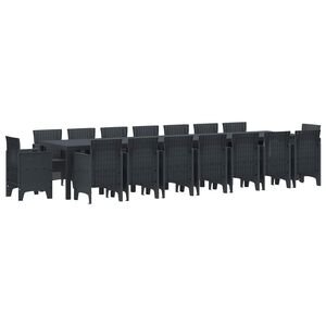 vidaXL Conjunto de comedor de jard&iacute;n con cojines 17 pcs Antracita PP