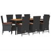vidaXL Set de comedor de jard&iacute;n 9 pzas y cojines rat&aacute;n sint&eacute;tico negro