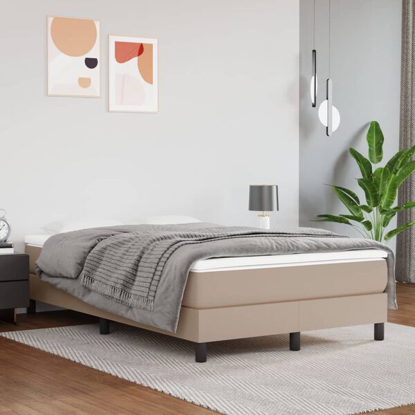 vidaXL Cama box spring con colch&oacute;n cuero sint&eacute;tico capuchino 120x190cm