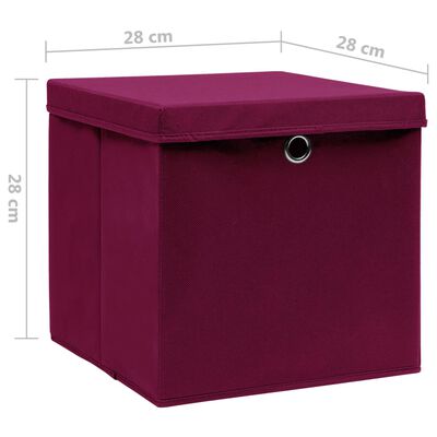 vidaXL Cajas de almacenaje con tapas 10 uds rojo oscuro 28x28x28 cm