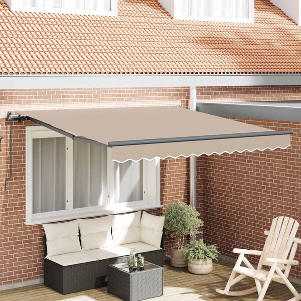 vidaXL Toldo Retr&aacute;ctil Manual Beige 350 x 250 cm Poli&eacute;ster y Acero