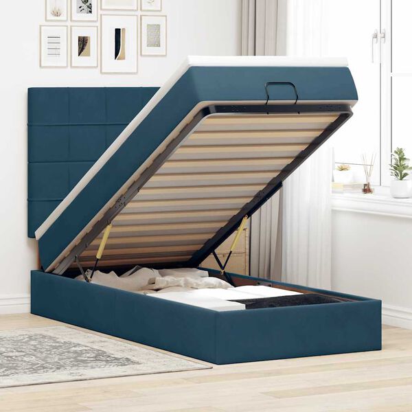 vidaXL Estructura cama otomana colchones terciopelo azul oscuro