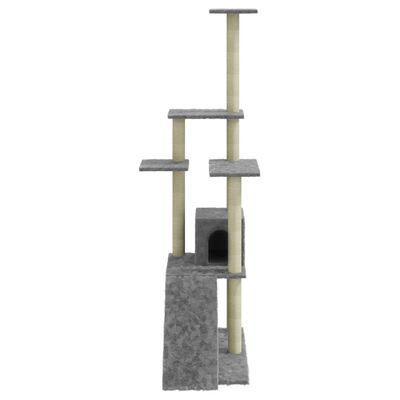 vidaXL Rascador para gatos con postes de sisal gris claro 155 cm