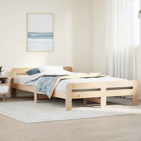 vidaXL Estructura de cama sin colchón madera maciza de pino 135x190 cm